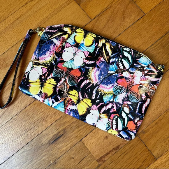 Lodis Colorful Butterfly Patent Leather Wristlet & Matching Wallet Coin Purse - Picture 5 of 8